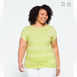 PINK CLOVER Short Sleeve Green Sweater